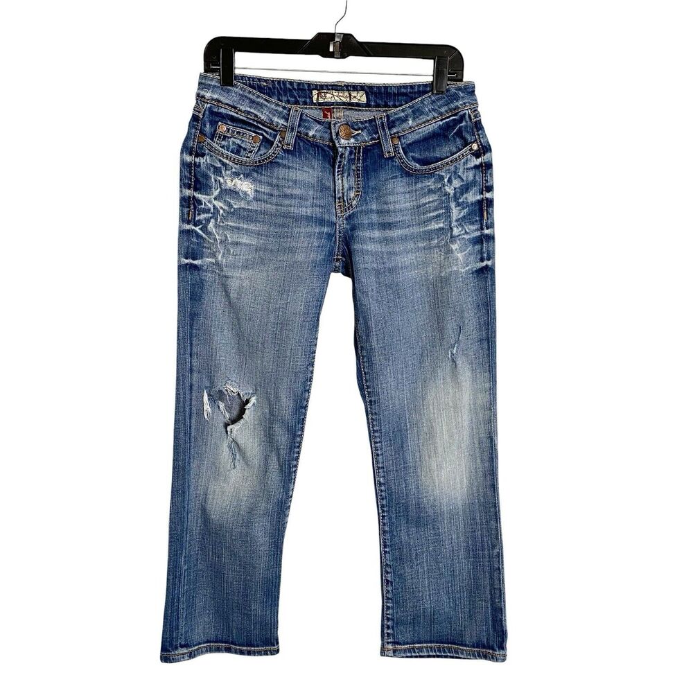 Buckle Blue Cropped Distressed Jeans